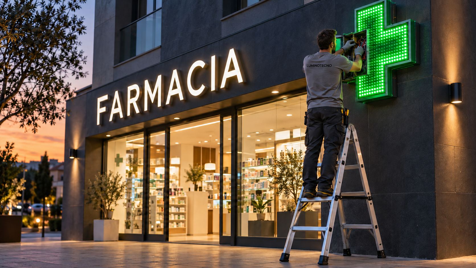 Rótulo luminoso para farmacia