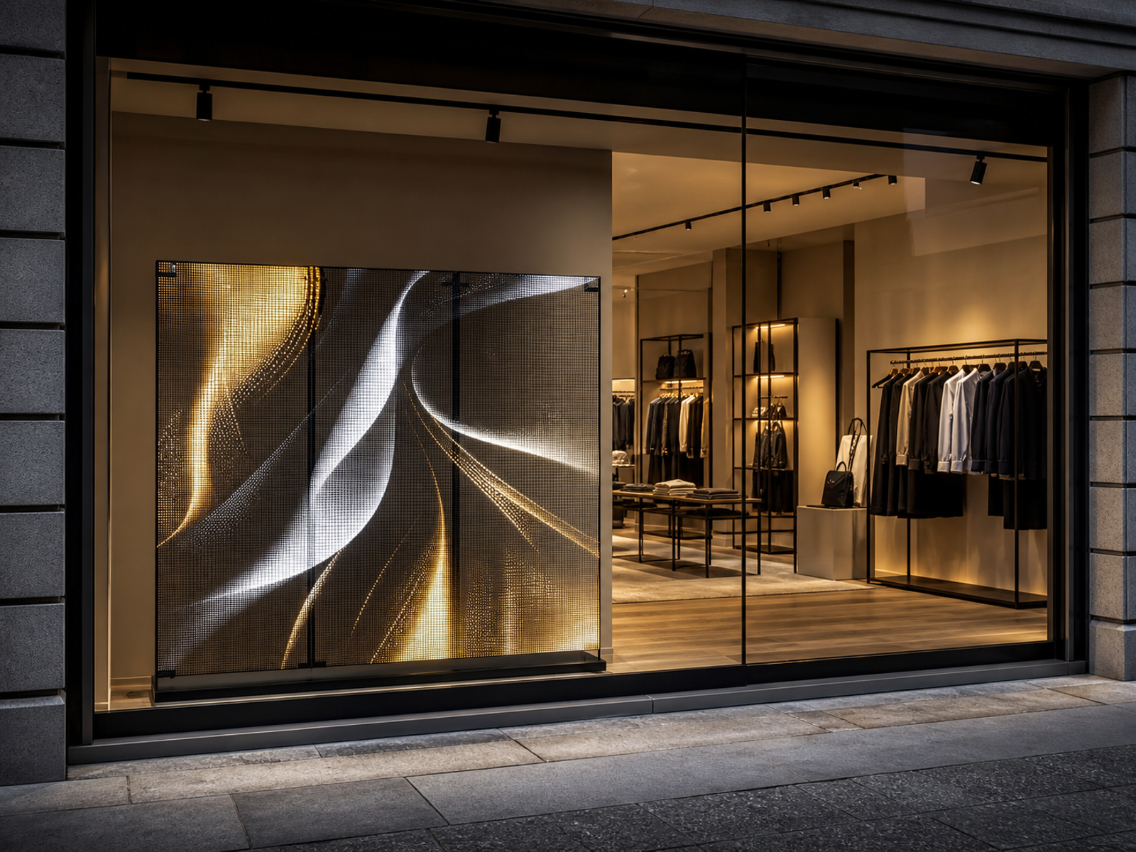 Pantalla LED de escaparate Luminotecno E30 3 × 1,90 m